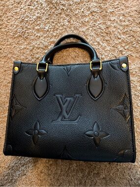 Louis Vuitton Black Embossed Monogram Satchel with Gold Hardware cheap iykyk
